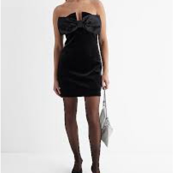 Express NYE Strapless Velvet Statement Bow Mini Dress XL - Picture 2 of 5